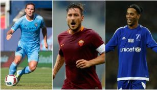 Lampard, Totti y Ronaldinho durante sus respectivos encuentros