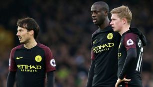 Silva, Toure y De Bruyne, durante un juego del Manchester City