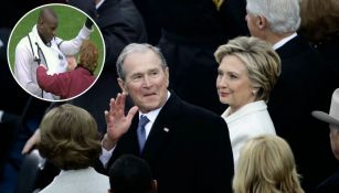 George Bush saluda la gente durante la toma de posesión de Donald Trump