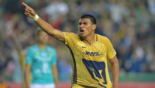 Jesús Gallardo celebra su gol frente a León