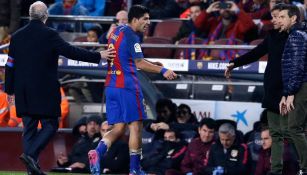 Luis Suárez abandona el campo tras ser expulsado en Copa del Rey