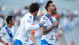 Miguez celebra el primer gol de la Franja