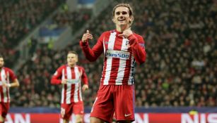 Griezmann celebra su tanto frente al Leverkusen en Champions