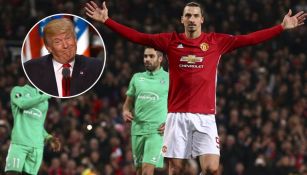 Zlatan festeja una anotación con el Man United