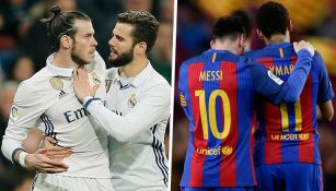 Jugadores del Barcelona y Real Madrid se abrazan en el campo