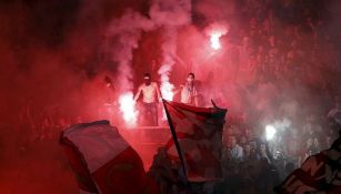 Barra del Estrella Roja de Belgrado, durante un derbi 