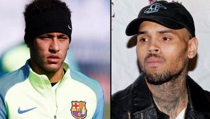 Fotos de Neymar en un entrenamiento y Chris Brown en una presentación