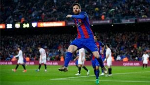 Messi celebra una anotación frente al Sevilla en Camp Nou