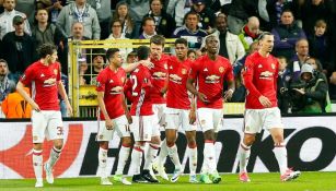 Man Utd festeja gol en el Constant Vanden Stock