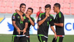 Alan Maeda festeja su tanto en la goleada del Tri Sub 17 frente a El Salvador