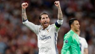 Sergio Ramos celebra un gol con el Madrid
