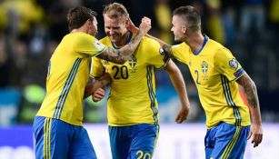 El cuadro de Suecia festeja el triunfo contra Francia 