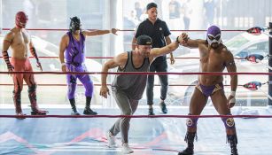 Edelman y Amendola en el ring con luchadores de Triple A