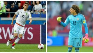Moreno y Ochoa en el juego entre Portugal y México