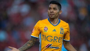 Javier Aquino, en un juego con Tigres en el Clausura 2017