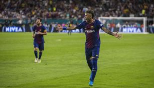 Neymar celebra un gol del Barça contra el Real Madrid