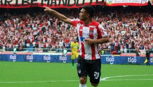 Teo Gutiérrez, festejando tras abrir el marcador contra Atlético Nacional