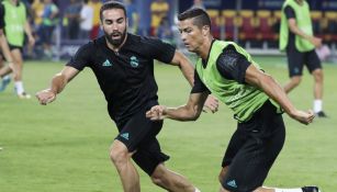 Carvajal y CR7 durante un entrenamiento con el Real Madrid 