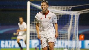 Samir Nasri festeja una anotación con el Sevilla 
