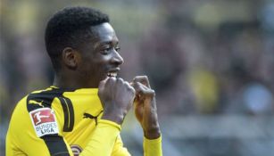 Dembélé festeja un gol del Borussia Dortmund 