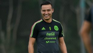 Erick Torres, en un entrenamiento del Tri