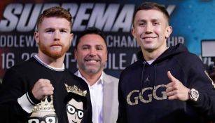 Canelo y Golovkin posan tras el careo