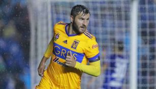 Gignac festeja un gol con Tigres en el Apertura 2017