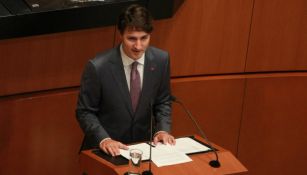 Justin Trudeau da un discurso en el Senado de la República
