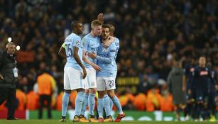 Manchester City festeja gol contra el Nápoles 