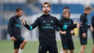 Sergio Ramos en un entrenamiento del Real Madrid