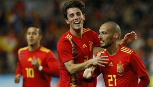 España celebrando un gol en el partido contra Costa Rica