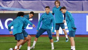 Los elementos del Real Madrid en un entrenamiento