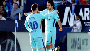 Messi felicita a Suárez tras una anotación en Liga 
