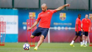 Javier Mascherano, durante un entrenamiento con Barcelona