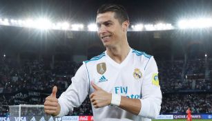 Cristiano celebra el título del Madrid en el Mundialito