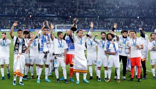 Jugadores del Real Madrid celebran el título del Mundial de Clubes