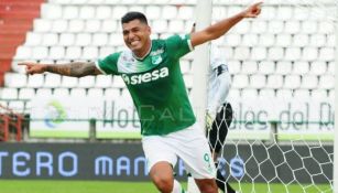 Jefferson Duque celebra gol con Deportivo Cali