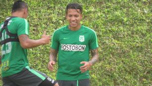 Dayro Moreno, durante un entrenamiento con Atlético Nacional