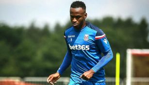 Berahino, durante un entrenamiento con el Stoke City