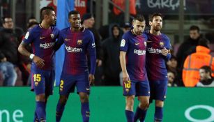 Barcelona festeja gol contra el Levante