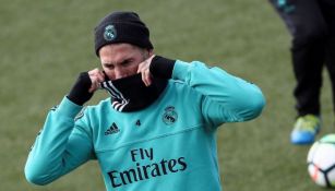 Sergio Ramos, en un entrenamiento del Real Madrid 