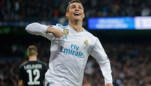 CR7 festeja una anotación en la Champions League 