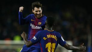 Messi festeja uno de sus goles contra el Girona