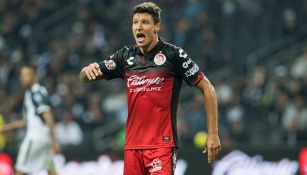 Damián Musto, durante el juego contra Rayados