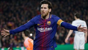 Messi celebra un gol contra Chelsea