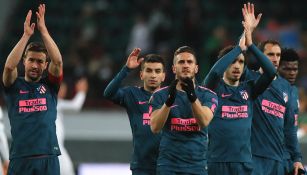 Jugadores del Atlético de Madrid celebran pase a Cuartos