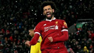 Mohamed Salah, celebrando uno de sus cuatro goles contra Watford