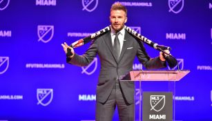 David Beckham durante el anuncio de su nuevo equipo de la MLS