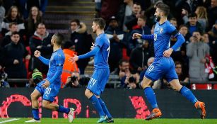 Insigne celebra el empate contra Inglaterra