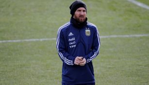 Messi durante un entrenamiento con Argentina 
